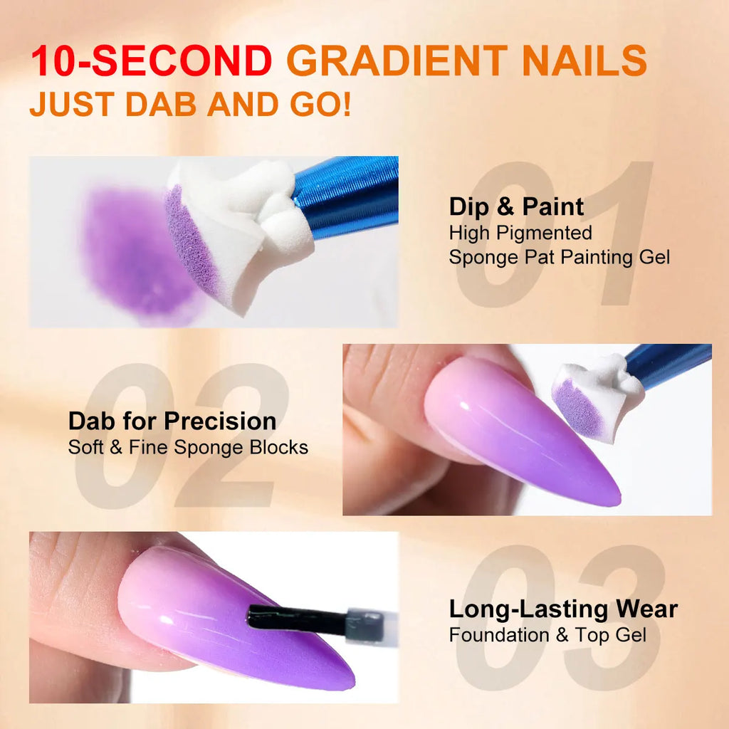 LIMEGIRL Gradient Gel Set Semi Permanent-High Glossy-Gradient-Colorful Nail Gel Polish Kit Soak Off Varnish for Nail Art Design