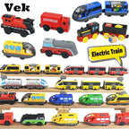 Wooden Locomotive Magnetic Electric Car Train Toys Fit Biro Wooden Diecast Slot Train Track Railway Educational Toys For Kids