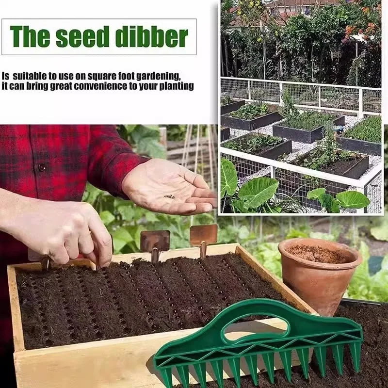 Hand Dibbler 12-Hole Fast Seeding Seed-in Soil Digger and Soil Spacer Planting Aids for Efficient Gardening Garden Seeder Tool