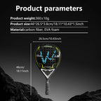 12K Carbon Fiber Padel Racket | with EVA Memory Foam Cotton | New Process Caged Tennis Racket | Board Style Racket