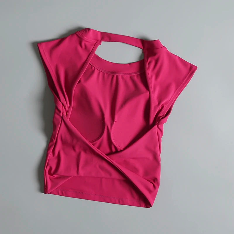Sexy Backless Sports Vest for Women Fixed Chest Pad Tight Quick-Drying Slim Yoga Top Breathable Fitness Shirt