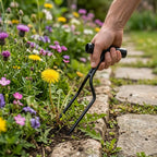 Handheld Dual-Prong Gardening Fork Carbon Steel Weeder Tool for Home Gardening & Soil Loosening