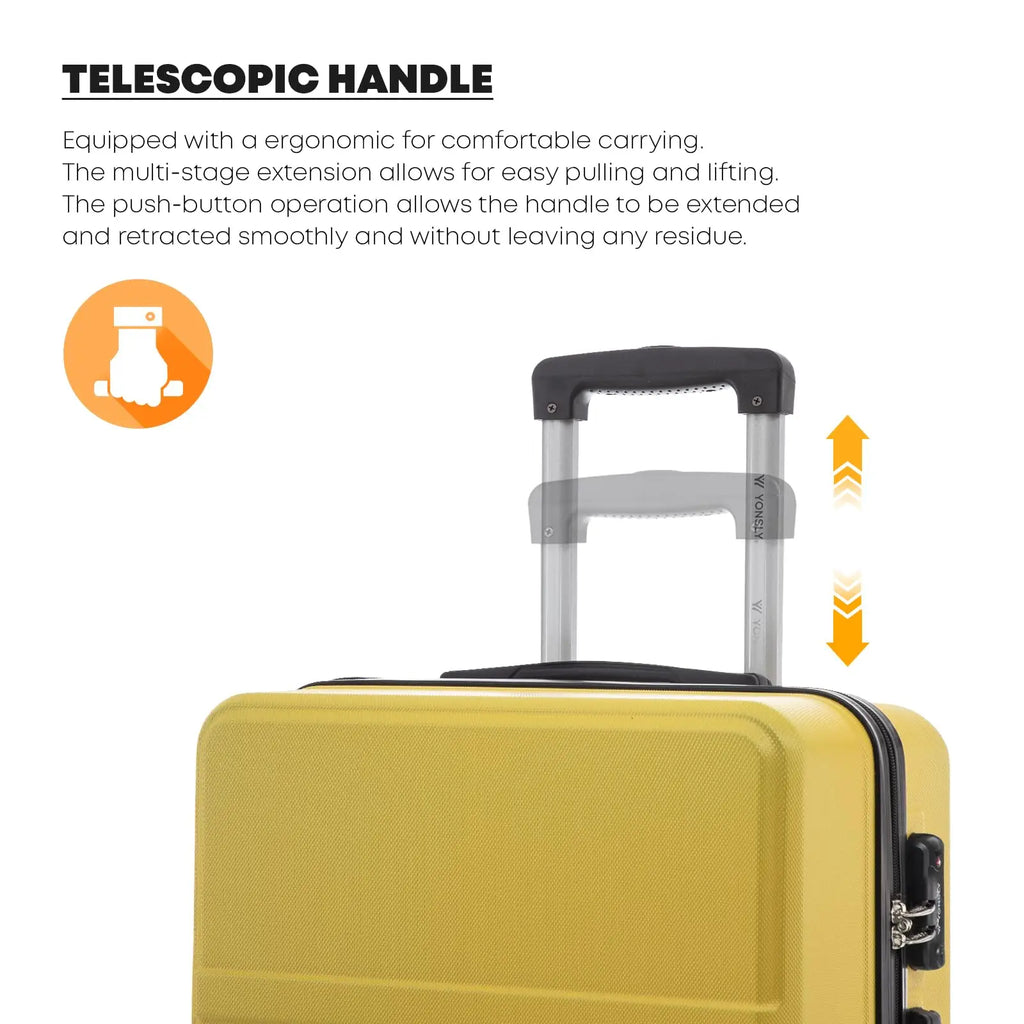 YONSLY Hardshell Suitcase 20/24/28 Inches with TSA Lock YKK Zipper 4 Silent 360° Wheels Mesh Compartment Trolley Rolling Luggage Hand Luggage Suitcase for Business Trips, Vacations, Family Journeys, and Weekend Getaways
