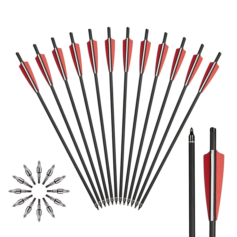 Carbon Crossbow Arrow with Replaced Arrowhead, Archery Bolts, Shooting Accessories, Hunting, ID8.8, OD7.6, 20"