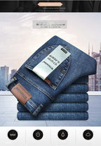 WTHINLEE Business Men's Jeans Casual Straight Stretch Fashion Classic Blue Work Denim Trousers Male Brand Clothing Size 28-40