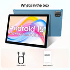 Latest Global Version Android 15 Tablet, 10-inch Tablet, Quad-core Processor, 1280*800 Resolution, 12 (3+9) GB RAM, 64GB Storage