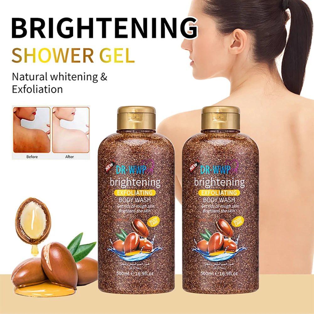 500ml Rose Kojic Acid Lavender Shower Gel Deep Cleansing Brighten Skin Scrub Body Wash Exfoliator Body Care Fragrance Skincare