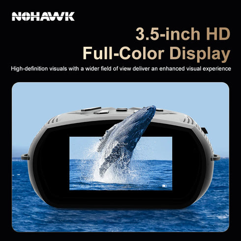 NOHAWK 2K Digital Night Vision Binoculars with Laser Rangefinder 4 Level Infrared Adjustable, Photo/Video Recording for Hunting