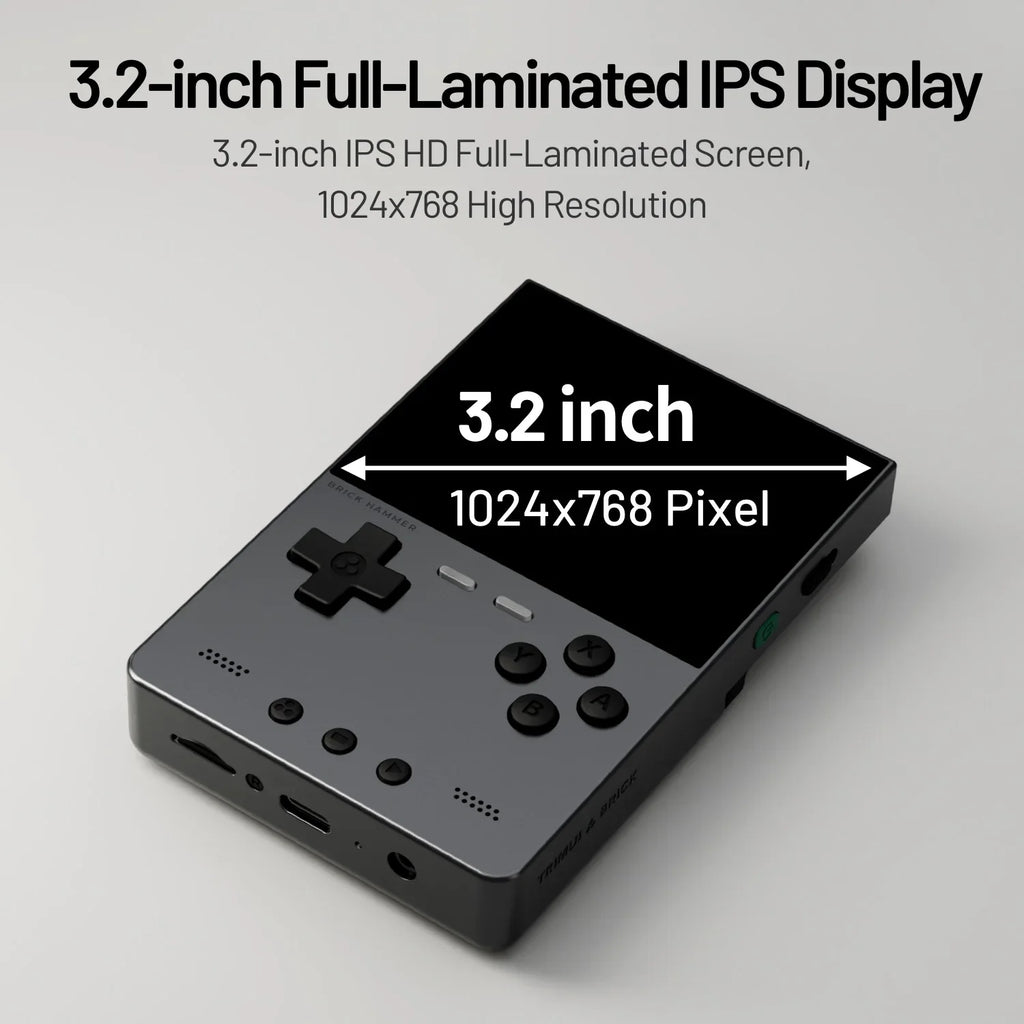 NEW TRIMUI BRICK Hammer Handheld Game Console 3.2'' IPS Screen Linux System Metal Body Key LED Lighting Free Key cap Gifts