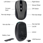Wireless Mouse Silent Mouse 2.4G Portable Mobile Optical Office Mouse Adjustable DPI Levels for Notebook PC Laptop MacBook