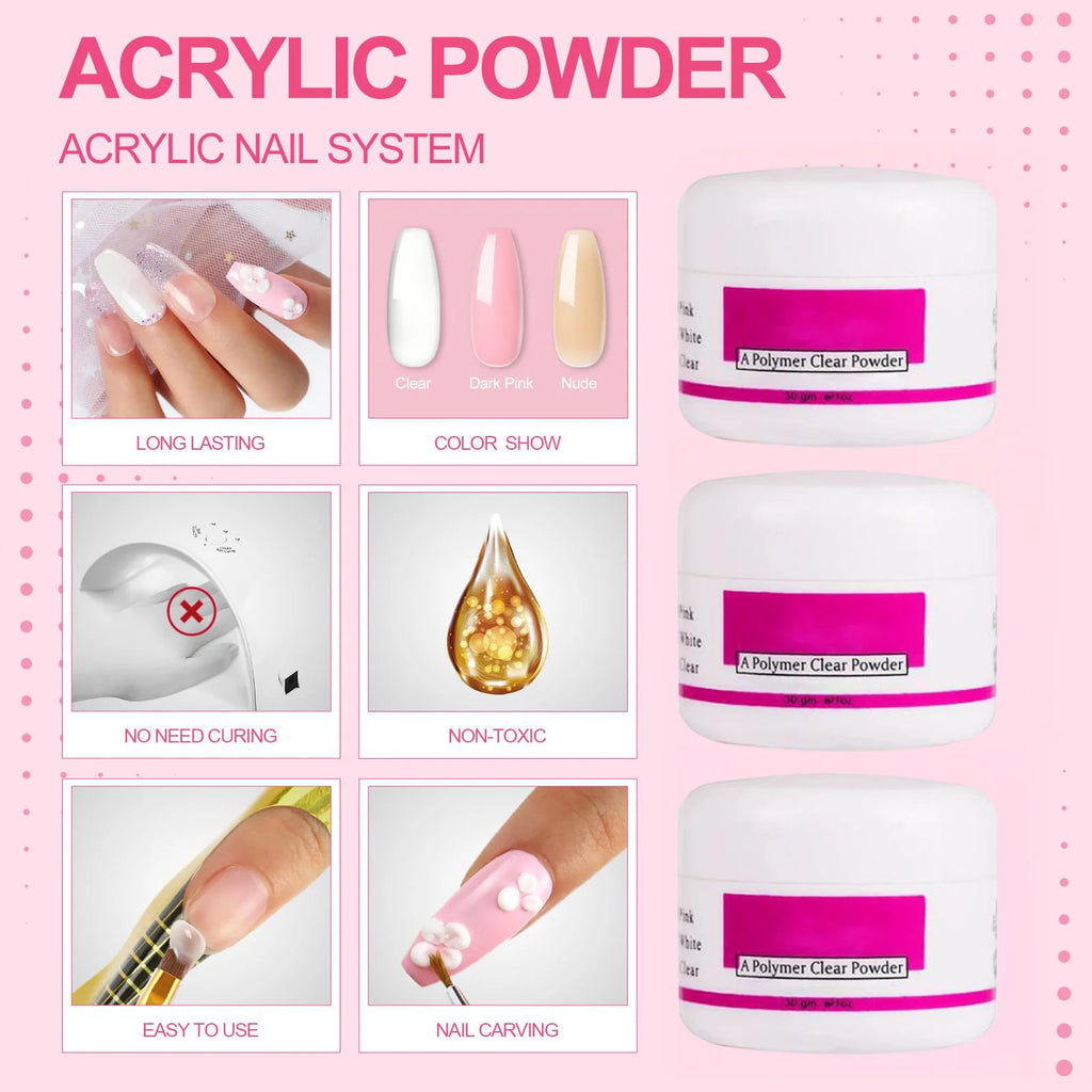 Acrylic Nail Kit Starter Set Acrylic Powder with U V Light Professional Tools with Decoration for Beginners Home Salon Gifts