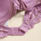 1 Set Elegant Lace Embroidery & Breathable Fabric Lingerie Set: Push-Up Bra, Drop Waist Sheer Panty - Ultimate Valentine's Day