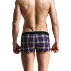 SEOBEAN Classic Plaid Mens Boxer Shorts 100% Cotton Underwear Boxershorts U convex Pouch Arrow Panties Shorts Men Sleep Bottoms