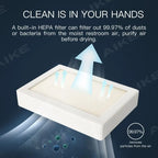 AIKE Air Tank Heavy Duty Automatic Hand Dryer HEPA Filter UL Approved 1450W Brushed Stainless Steel Finish Hand Drying Machine