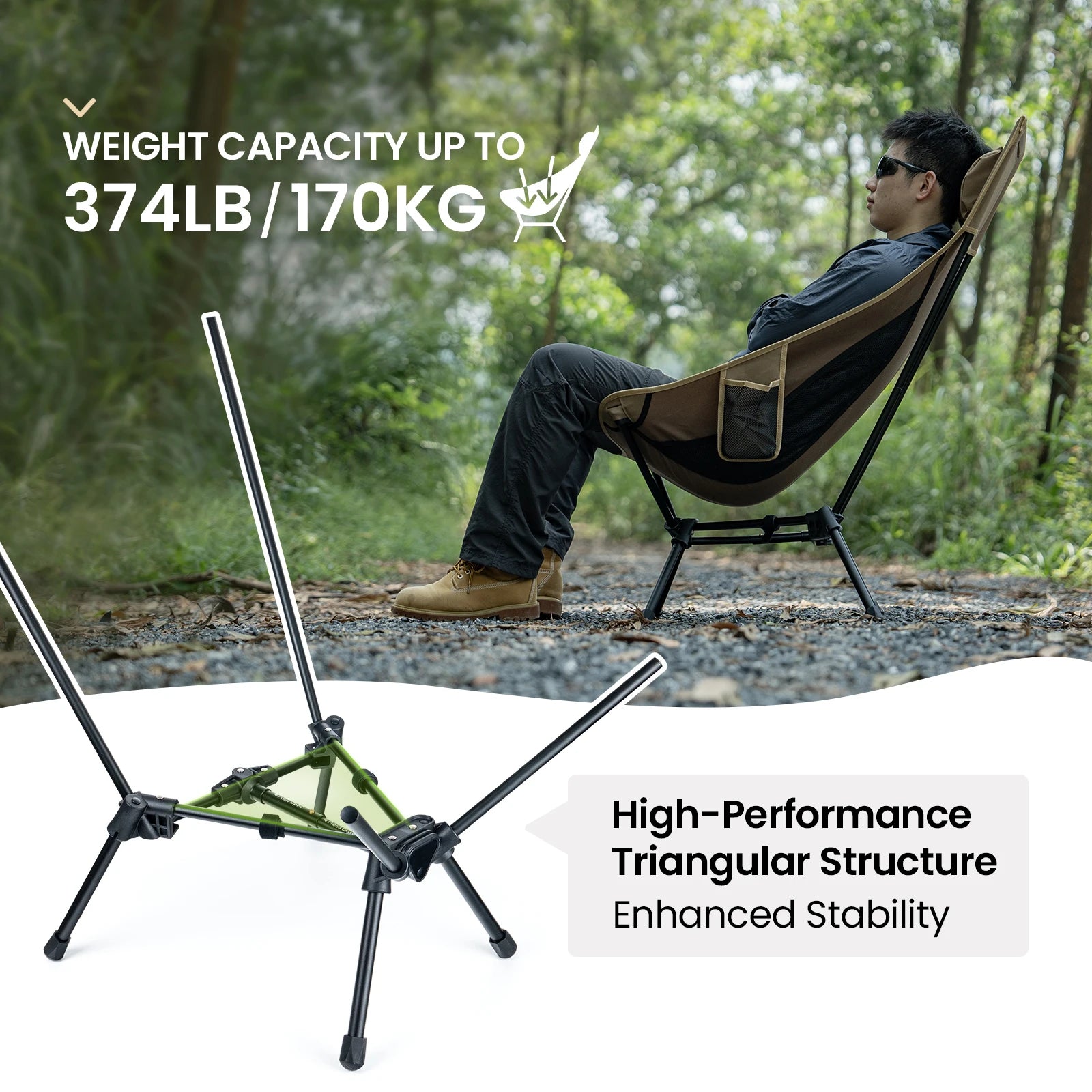OneTigris Portable Tigerblade Camping Chairs Outdoor Folding Fishing Chair For Trekking BBQ Parties Gardening Beach Indoor Use