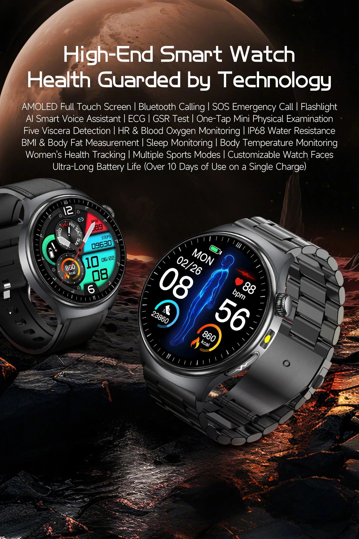 2026 New Micro Physical Examination Health SmartWatch Men ECG Uric Acid Lipids Blood Pressure BT Call Smartwatch For Android IOS