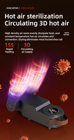 New 150W High Power Foldable Electric Shoe Dryer with Intelligent Timer Fast Drying Socks Glove Boot Heater Household Shoe Dryer