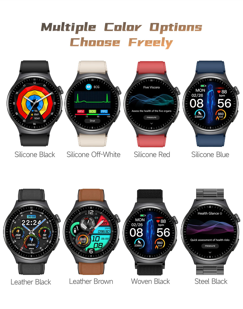 New Accurate ECG Smart Watch Blood Lipids Five Viscera Health Check Body Temperature BT Call Sports Smart Watches For Men 2026