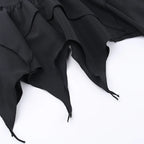 Summer Fashion Short Skirts New Sexy Women Gothic Punk Irregular Skirts Solid Color Drawstring Tie-Up Ruched Ruffles Mini Skirt