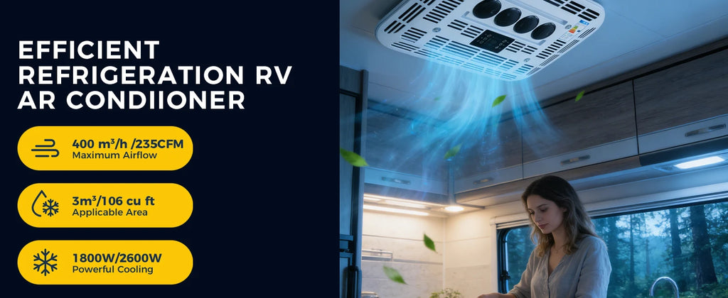 RV Rooftop Parking Air Conditioner 12V/24V DC Electric Cooling Low Noise & 4m³ High Efficiency For Vans, Campers, Motorhomes