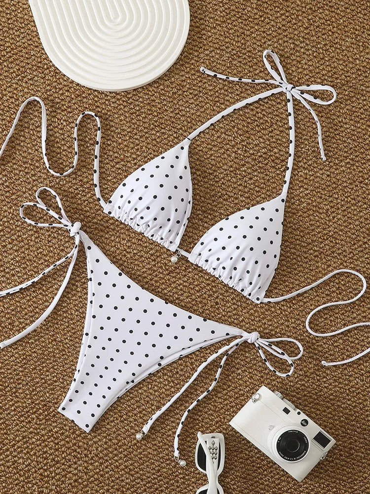 Sexy  Micro Bikinis Sets Pearl Dot Print Swimwear 2026 Bathing Suit Woman Beachwear Women Beach Summer Bikini Two-piece Swimsuit Main image