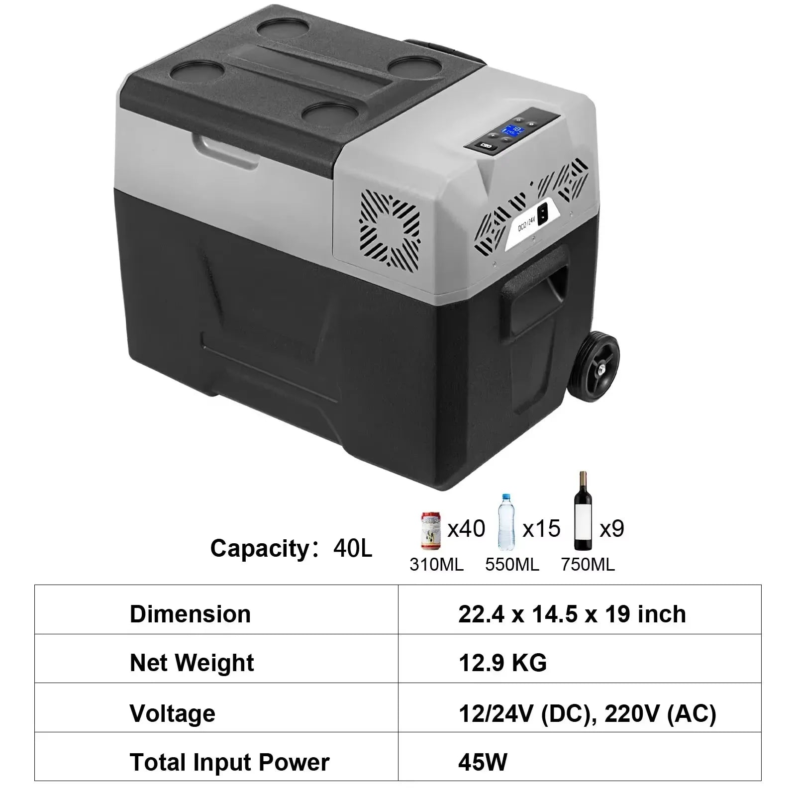 Sihao 15L-55L Portable Compressor Fridge Freezer, Mini Cooler for Outdoor Camping BBQ Picnic, Car Vehicle Refrigerator Cooler for Travel Road Trip, Electric Compressor Fridge Freezer Mini Cooler Box