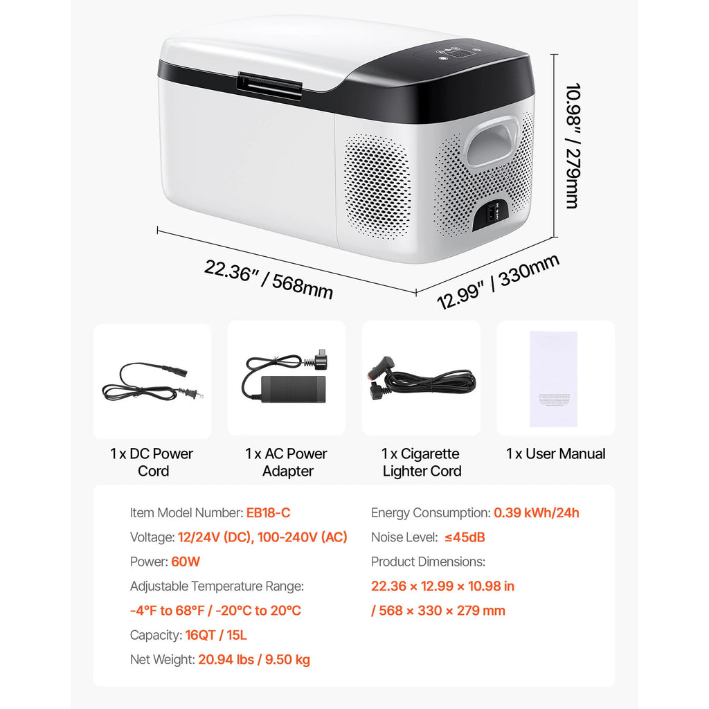 SucceBuy 15L 20L 22L Car Refrigerator Electric Cooler -4°F to 68°F Car Fridge with APP Control Cars Freezer for RVs Camping