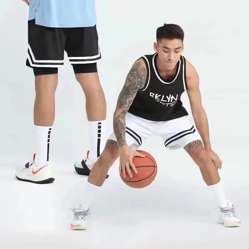 Children's basketball shorts cropped shorts trendy and loose summer pants wearing large shorts for training quick drying fitness