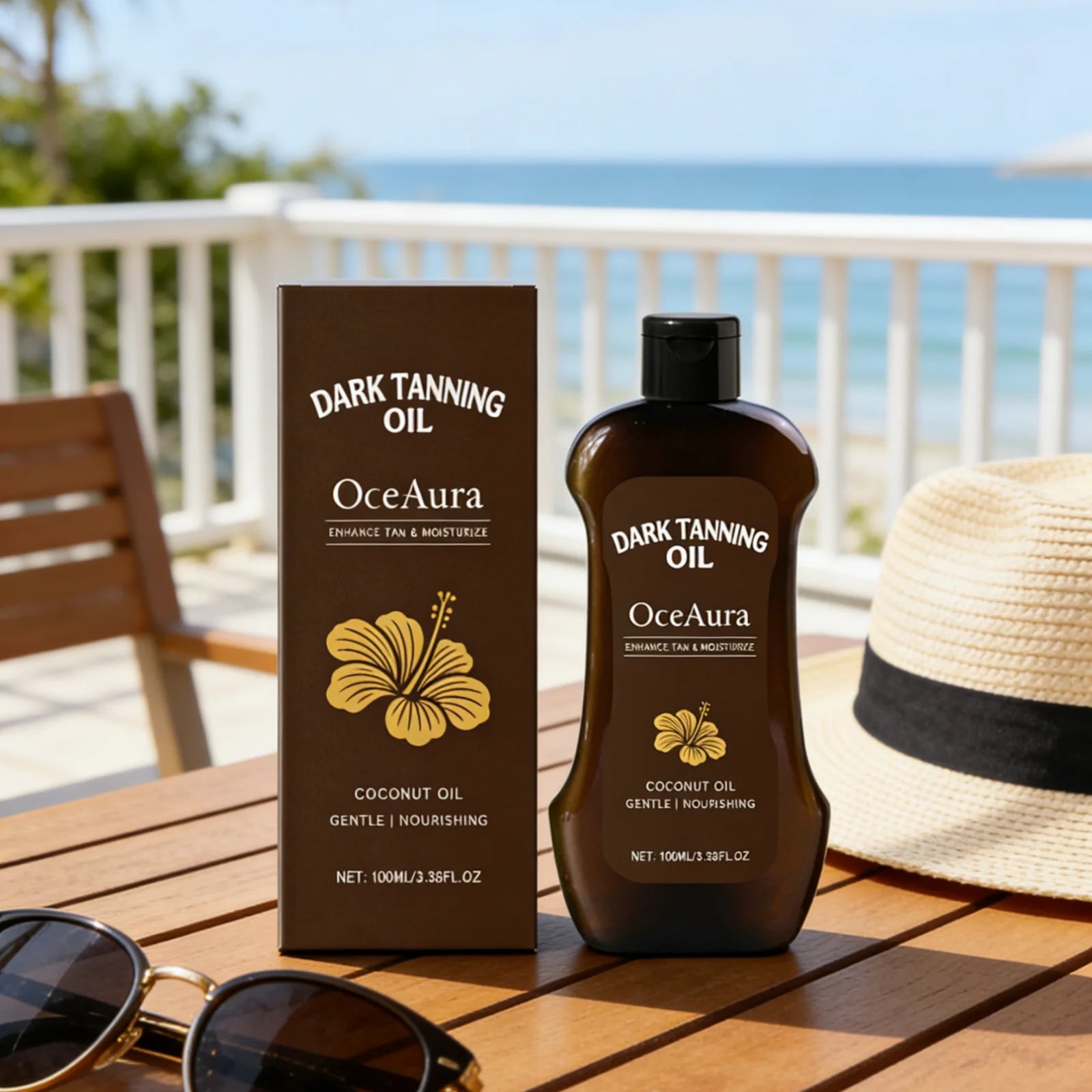 OceAura Tanning Oil Lotion Deep Moisturizing Nourishing Skin Rejuvenating Long Lasting Tan Lightweight Non Greasy Bronzing Oil