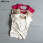 Sexy Backless Sports Vest for Women Fixed Chest Pad Tight Quick-Drying Slim Yoga Top Breathable Fitness Shirt