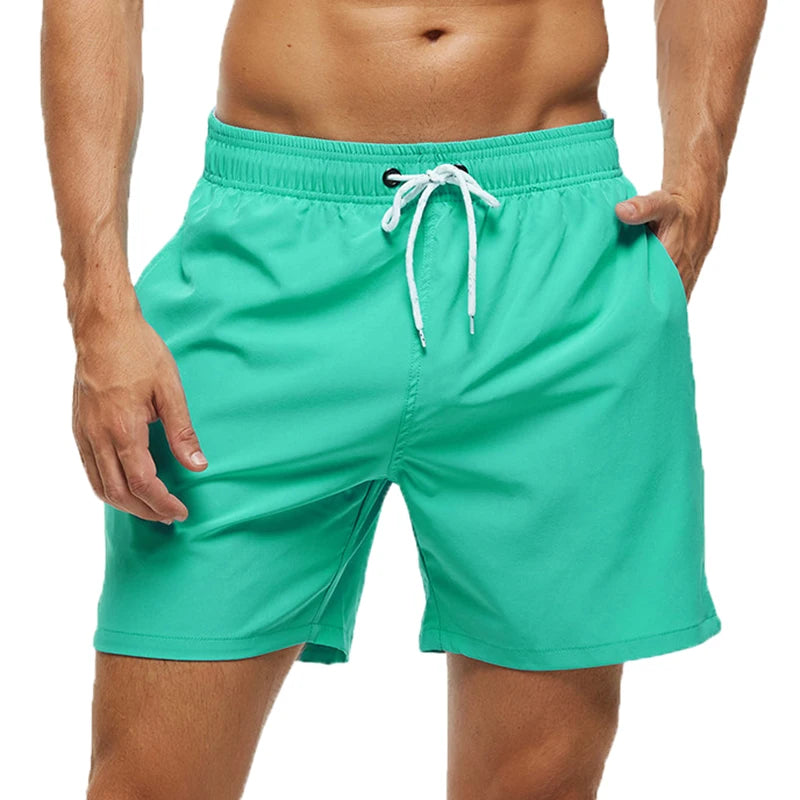Escatch 2026 Summer Man Swimwear Solid Multicolor Polyester Mesh Liner Side Zipper Pocket Maillot De Bain Homme Sport Shorts
