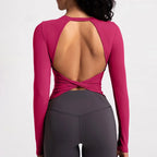 Cloud Hide Black Beauty Back Yoga Shirts Women Long Sleeve Blouse Plus Size Sports Gym Fitness Top Running T-Shirt Workout Shirt