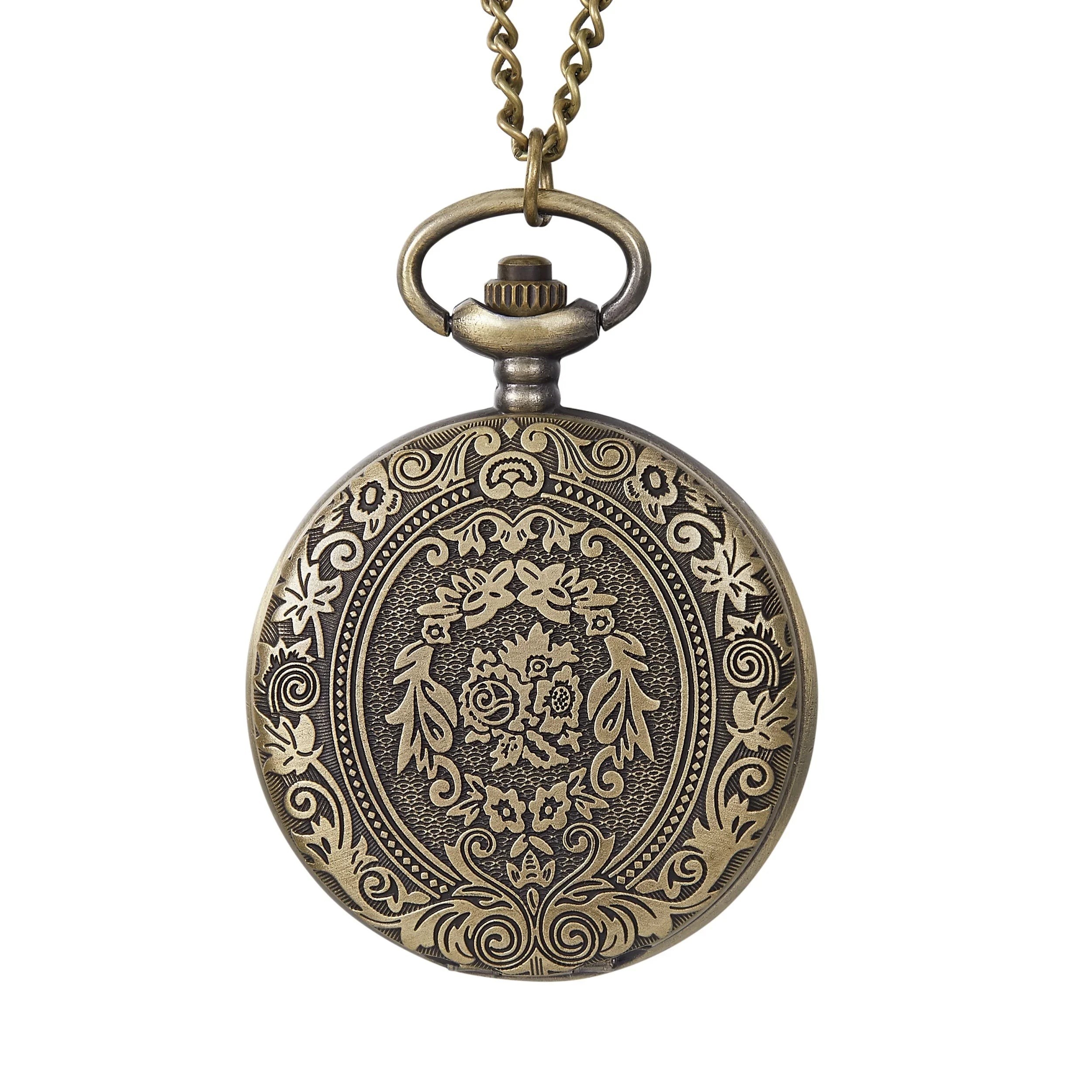 Retro nostalgic classical carved flip cover women men pocket watches necklaces hanging watches quartz suitable for giving gifts