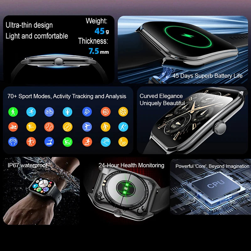 New For OPPO Ultra Thin Smart Watch Men AMOLED HD Screen Always Show Time Heart Rate Bluetooth Call Sports Waterproof Smartwatch Secondary image