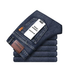 Wthinlee Business Men Jeans Casual Straight Stretch Fashion Classic Blue Black Work Denim Trousers Spring Summer Brand Clothing