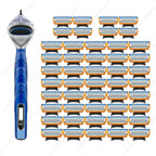 Fusion series Stainless steel manual shaver, 5-layer razor blade reusable, retro wet scratch resistant hair removal blade