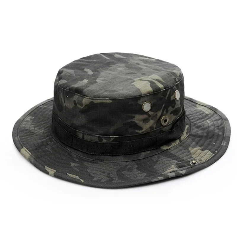 Multicam Tactical Fisherman Hats Foldable Outdoors Sniper Camouflage Fishing Cap Outdoor UV Sunscreen Panama Hunting Bucket Hat
