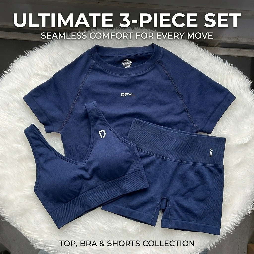 Women's Yoga Three-Piece Set, Running and Fitness Apparel