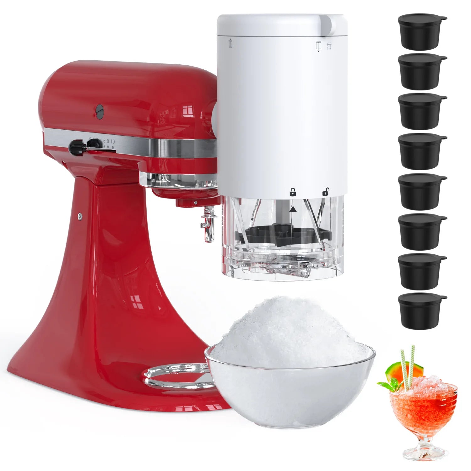Shaved Ice Attachment for KitchenAid Stand Mixers with 8 Ice Molds Ice Shaver Attachment with Coarse and Fine Blades Main image