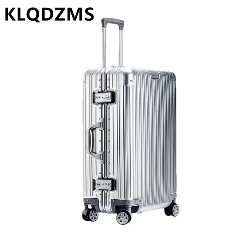 KLQDZMS German All Aluminum Magnesium Alloy Luggage 20 Inch Boarding Suitcase 28 Large Capacity Travel Business Leather Suitcase Main image
