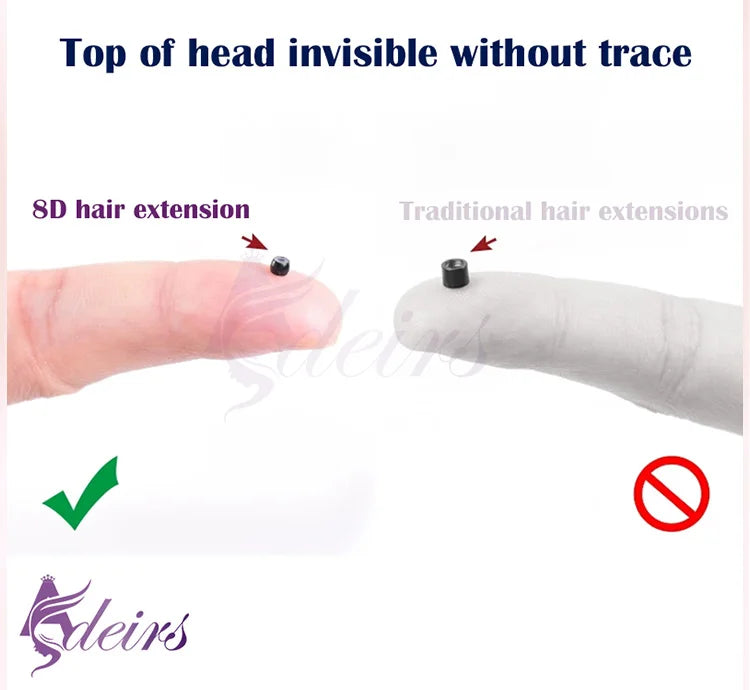 ADEIRS Color  8D Tip Hair Extensions 100% Real Human Hair Microbeads Extensions Color Purple Blue Pink Gray 18-20inch