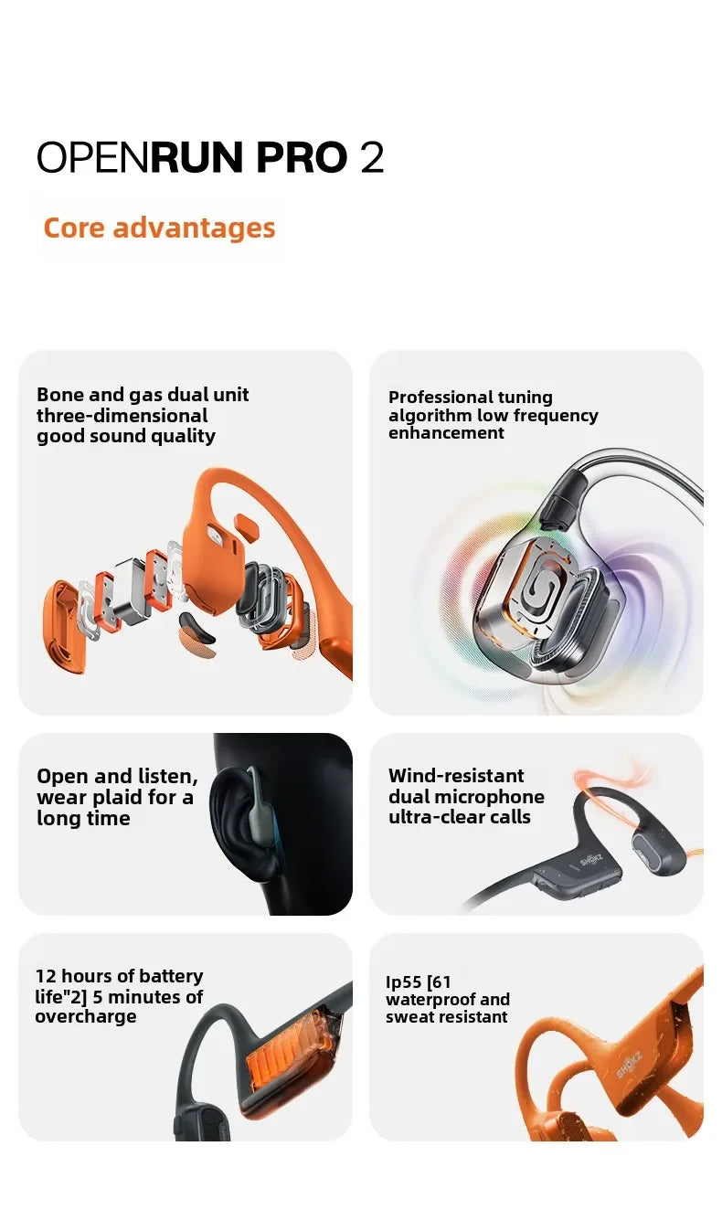 Original SHOKZ OpenRun Pro 2 S820 S821mini Bluetooth Earphones IP55 Waterproof Bone Conduction Headphones Music Sports Earbuds