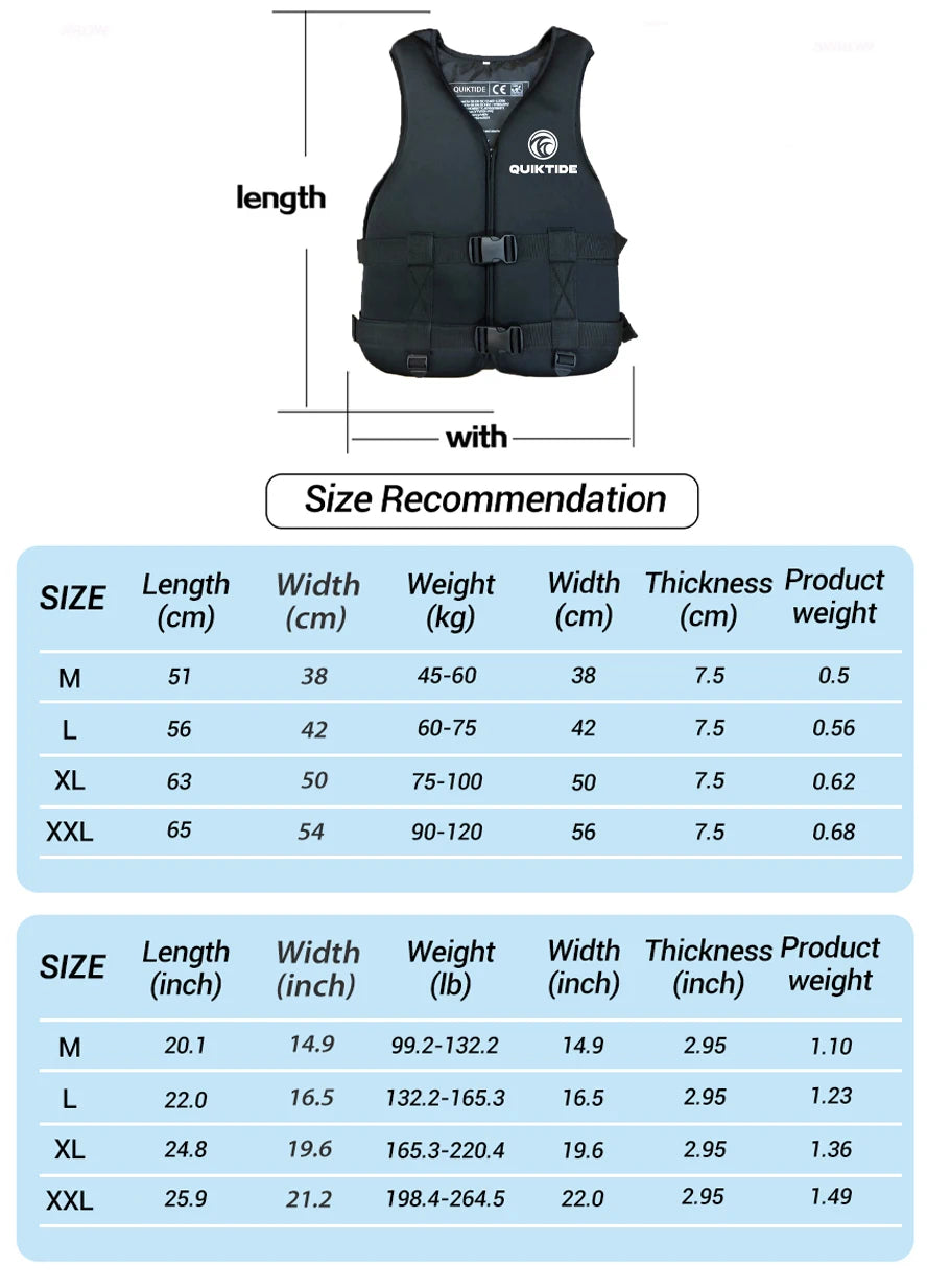 Neoprene Life Jacket for Adult Children New Water Sport Buoyancy Jacket Life Vest Swimming Boating Skiing Driving Vest Drifting