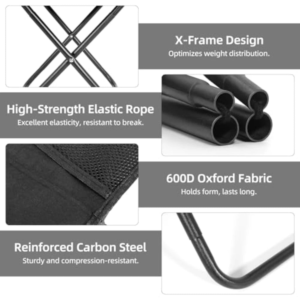 Portable Folding Fishing Chairs Lightweight Iron Alloy Frame Foldable Outdoor Camping Picnic Bench Handbag Compact Durable Stool