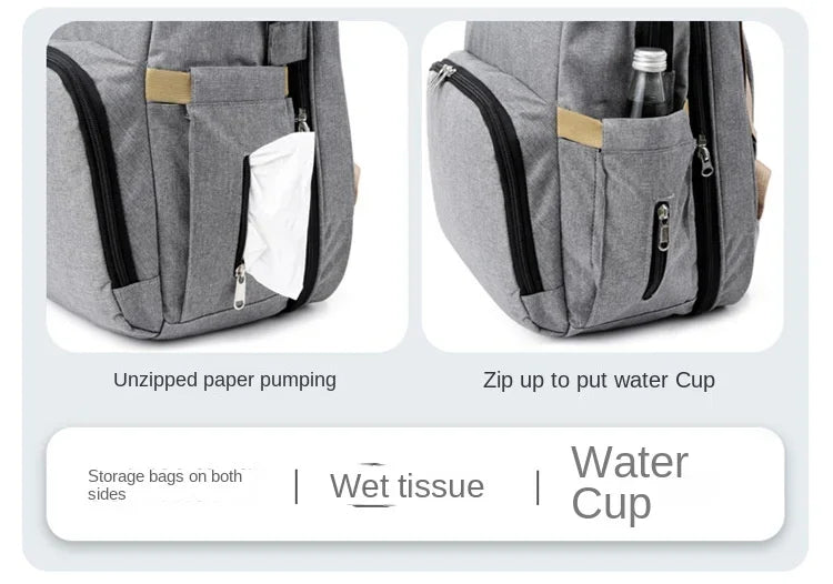 Mommy Diaper Bags Baby Bed Mother Large Capacity Nappy Milk Bottle Backpacks with Changing Mat Convenient Baby Nursing Bags