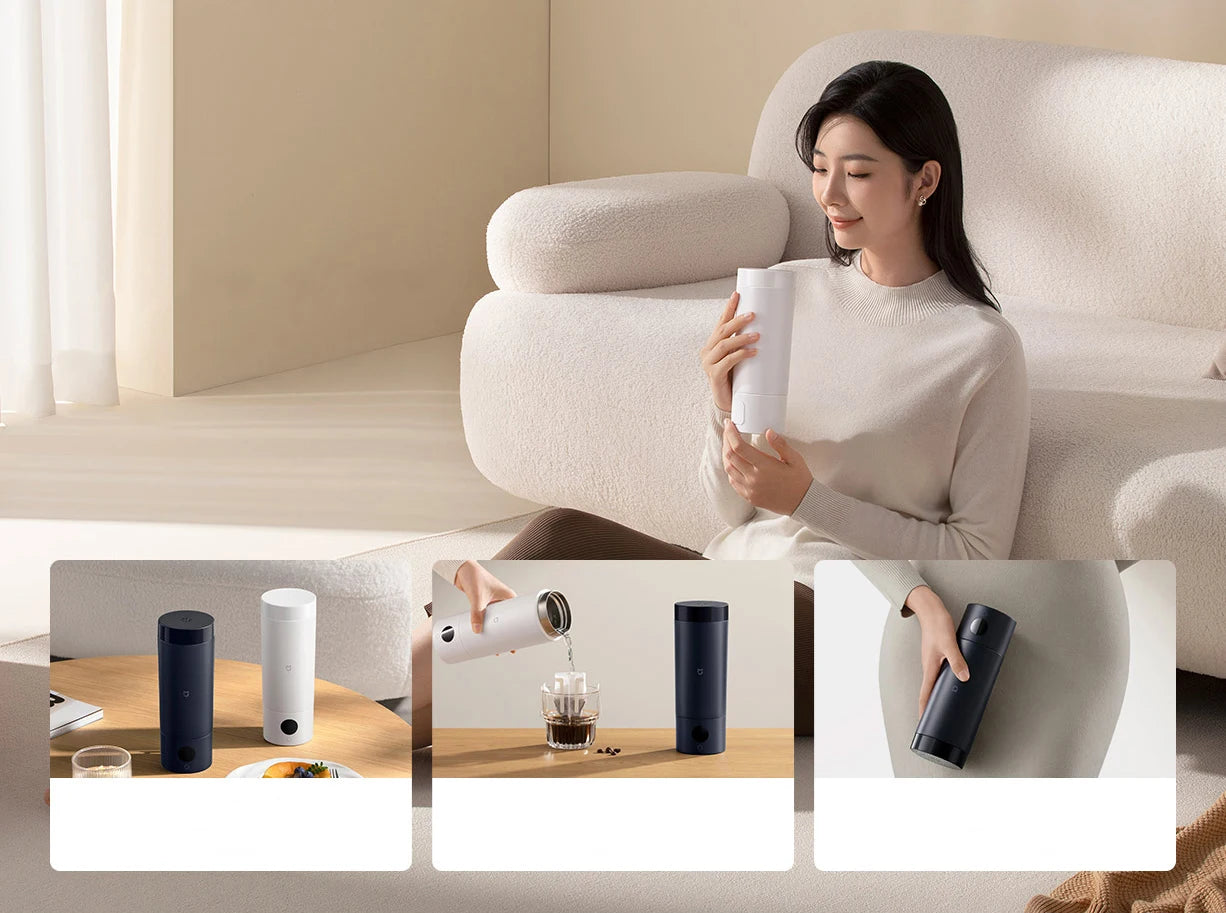 MIJIA Portable Electric Heating Cup 2: 350ml,6-Level Temp Control,12-Hour Keep Warm,316L Stainless Steel, Travel-Friendly