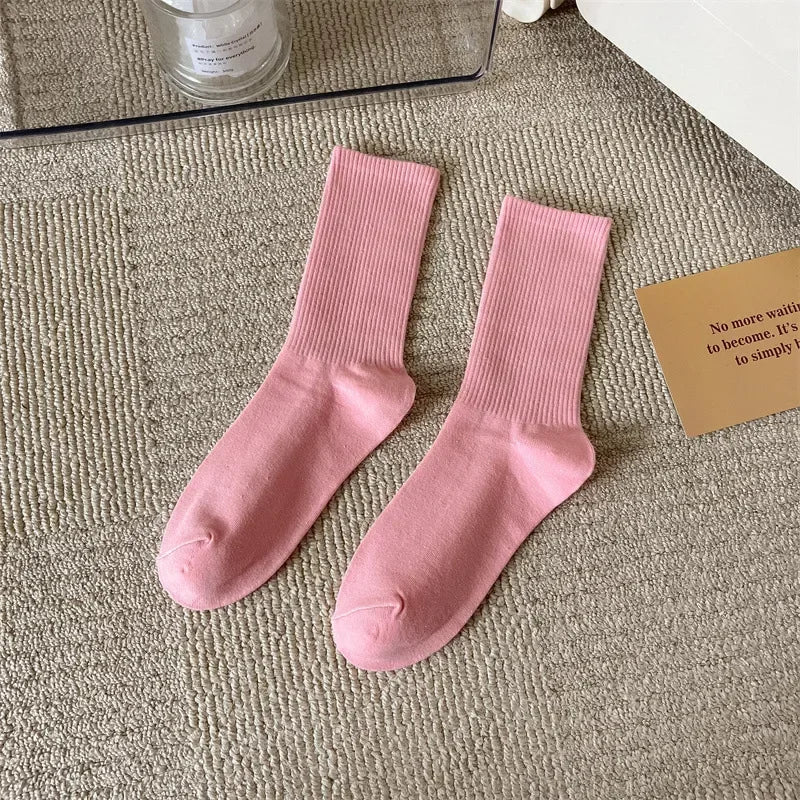 33 Colors Summer Cotton Soft Socks Happy Colorful Women's Mid-tube Stocking Fashion Trend Red Green Ankle Sox Autumn Hosiery