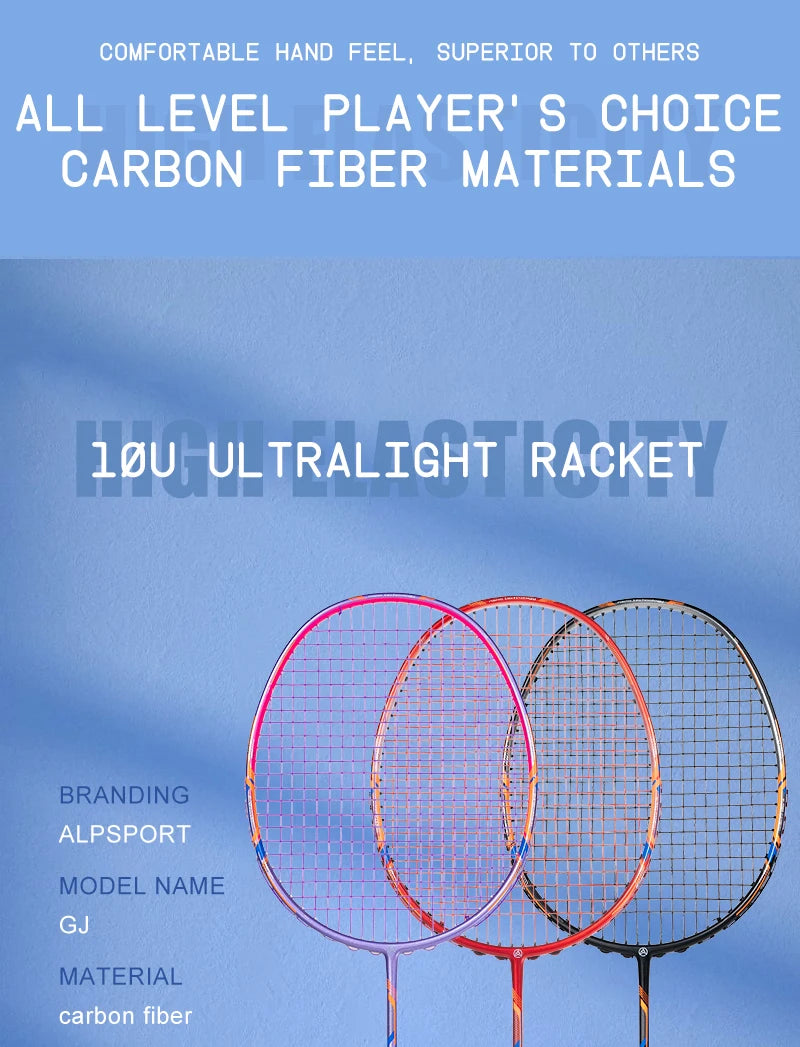 ALP GJ 10U Ultralight 52g T800 Bow And Arrow Badminton Racket Authentic Tensile Force 13kg Outdoor Sports Carbon Fiber Titanium