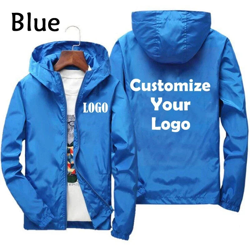 Customized Travel Team Zipper Jacket, Men's and Women's Hooded Unisex UV Resistant Waterproof Jacket, Outerwear, Spring, Summer,