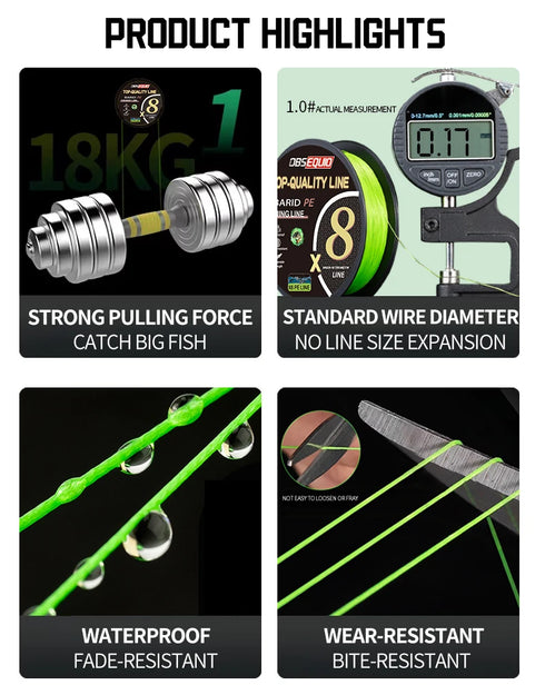 OBSEQUIO 8 Strand Braided Fishing Line 100/150/200M X8 PE Line fishing accessories For fishing equipment carp Braid Wire